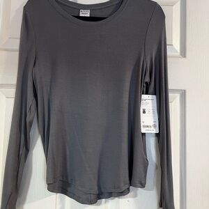 Athleta with ease open back rib top long sleeve rib top, new, small